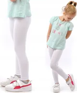Legginsy - Legginsy dziecięce długie bawełniane klasyczne Białe 122 - miniaturka - grafika 1