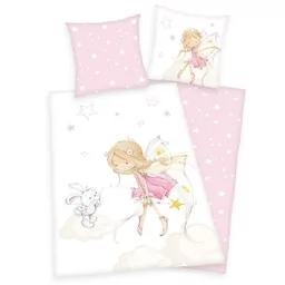 Herding Pościel bawełniana 140x200 Little Fairy wróżka biała różowa poszewka 70x90 H23 - Pościel dla dzieci - miniaturka - grafika 1
