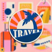 Notesy i bloczki - Naklejki Na Walizkę Podróżnicze TRAVEL TIME 9 szt - miniaturka - grafika 1