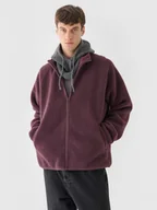 Bluzy męskie - Męski polar sherpa rozpinany Outhorn OTHWAW24TJACM234 - czerwony - miniaturka - grafika 1