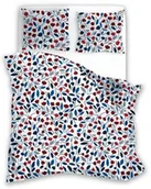 Pościel - Faro Pościel z mikrofibry 140x200 Harmony 6 kwiaty liście biała granatowa czerwona z jedną poszewką 70x90 - miniaturka - grafika 1