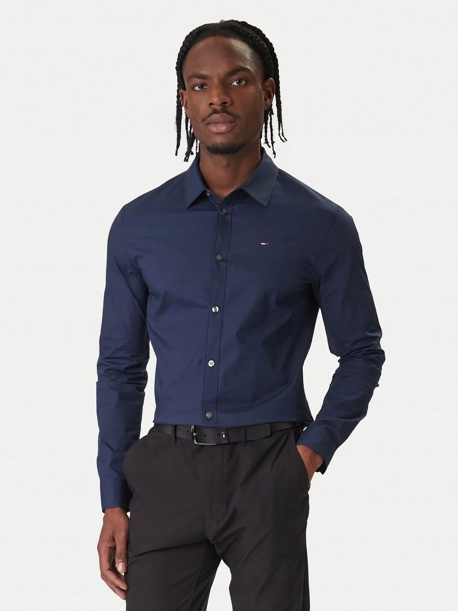 TOMMY JEANS KOSZULA ELEGANCKA GRANATOWA LOGO M 16FA