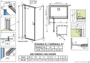 Radaway Essenza Black Kdj kabina 80x70cm lewa szkło przejrzyste 1385043-54-01L/1384048-01-01 - Kabiny prysznicowe Radaway Essenza Black Kdj kabina 80x70cm lewa szkło przejrzyste 1385043-54-01L/1384048-01-01 - Kabiny prysznicowe - miniaturka - grafika 2