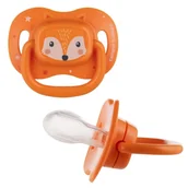 Smoczki uspokajające - Canpol Babies Silikonowy Smoczek Symetryczny 6-18 m CUTE ANIMALS Pomarańczowy - miniaturka - grafika 1