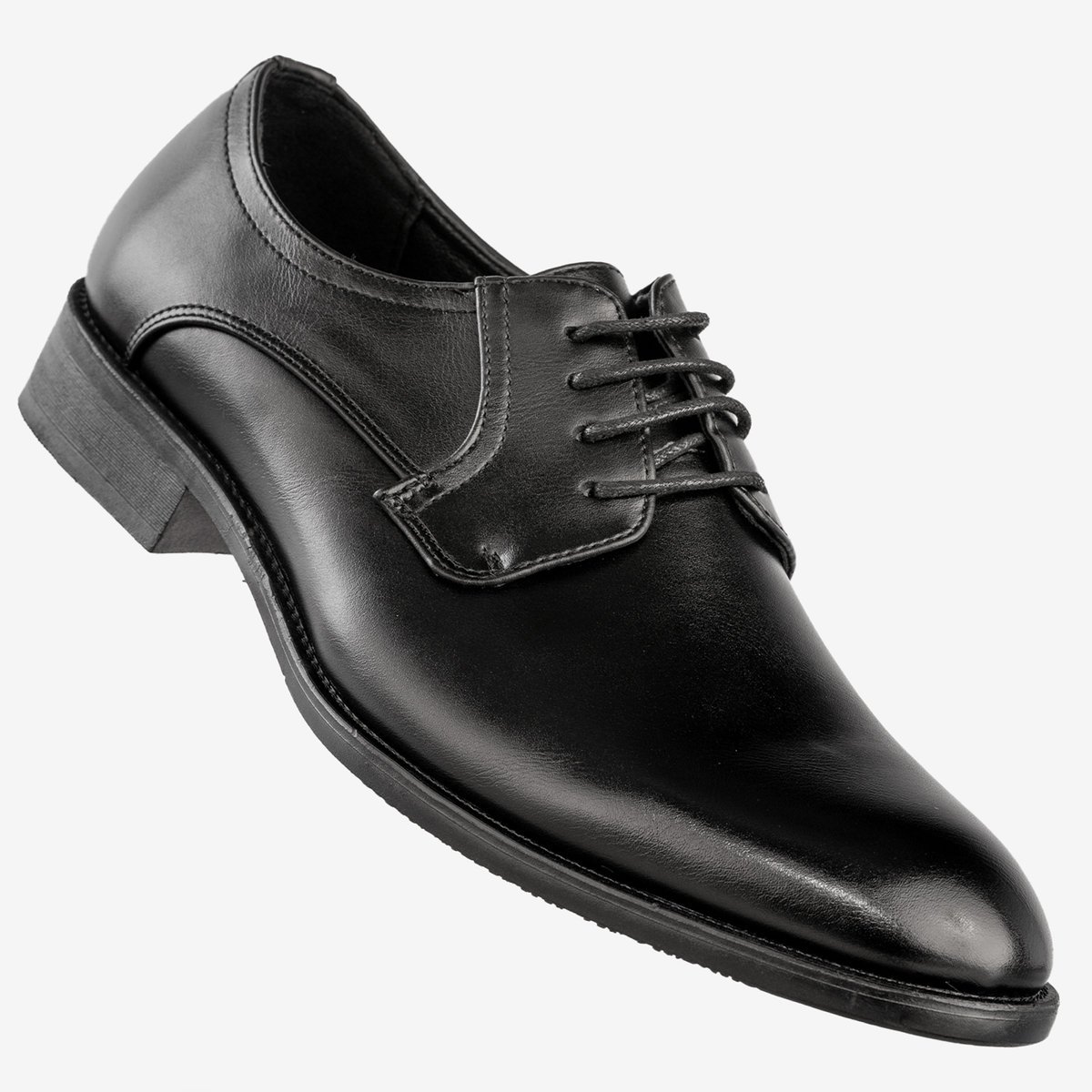 Półbuty Wizytowe Męskie Ekoskóra Buty Eleganckie Unisoft Czarne 23MN26-4100 Czarny 43