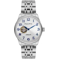 Zegarki męskie - Pacific SAMB-1701-02 Automat srebrny męski zegarek na bransolecie open heart - miniaturka - grafika 1