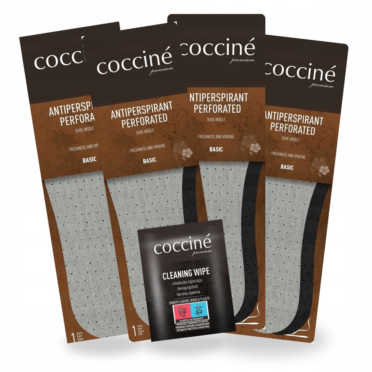 Wkładka Antiperspirant do Butów x4 z Chusteczką do Skóry Coccine Zestaw 5w1