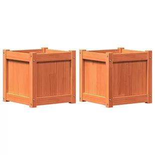 Donice ogrodowe, 2 szt., woskowy brąz, lite drewno sosnowe Lumarko! - Donice - miniaturka - grafika 3