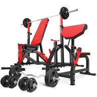 Ławki treningowe - Zestaw do treningu siłowego Marbo Sport ławka regulowana i stojaki pod sztangę - miniaturka - grafika 1