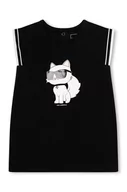 Sukienki i spódniczki dla dziewczynek - Karl Lagerfeld sukienka bawełniana niemowlęca kolor czarny mini prosta - miniaturka - grafika 1
