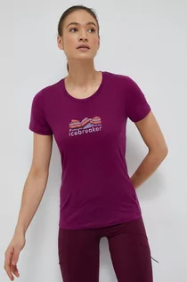Koszulki sportowe damskie - Icebreaker t-shirt sportowy Tech Lite II kolor fioletowy - grafika 1