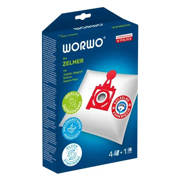 Worki Do Odkurzacza Zelmer Solaris Twix 5500.3 HQ 4 Sztuki i Filtr