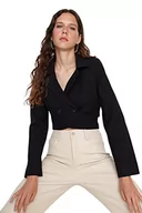 Płaszcze damskie - Trendyol Damski płaszcz z klapą, jednokolorowy, czarny, 38, Czarny, 64 - miniaturka - grafika 1