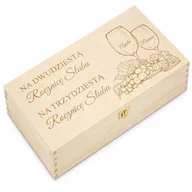Zestawy do wina - Skrzynka jasna XL na wino z grawerem dla pary na rocznicę - miniaturka - grafika 1