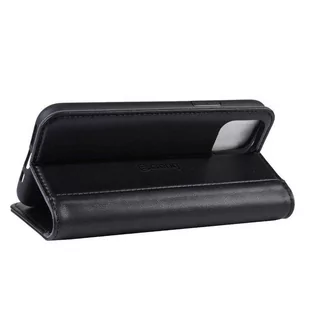 Crong Premium Booklet Wallet - Skórzane etui iPhone 11 Pro Max z kieszeniami + funkcja podstawki (czarny) - Etui i futerały do telefonów - miniaturka - grafika 2
