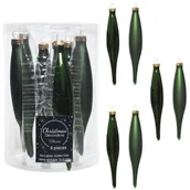 Bombki - Bombki sople szklane zestaw 6szt mat połyskujące Butelkowa Zieleń choinkowe - miniaturka - grafika 1