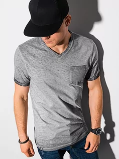 Koszulki męskie - T-shirt męski bawełniany S1388 - szary - S - Ombre Clothing - grafika 1