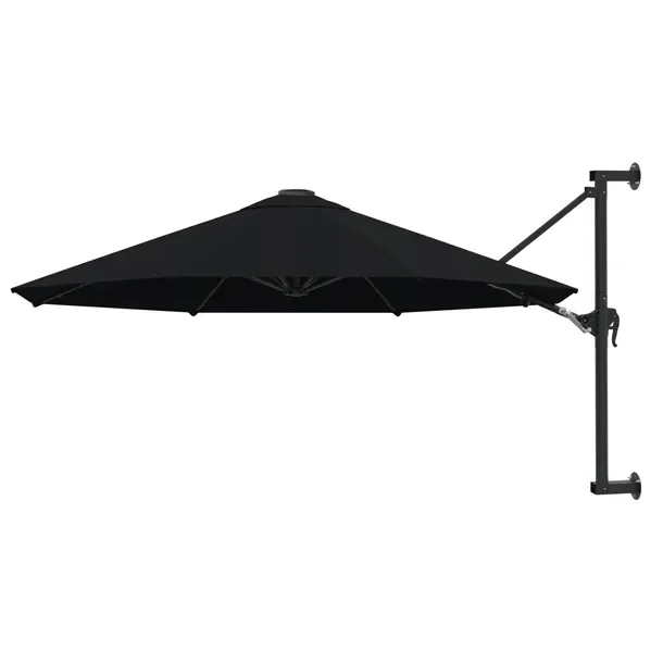 Parasol ścienny UV, przechylany, czarny, 300 x 131 cm, metal/poliester