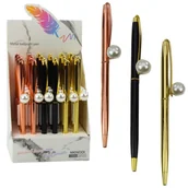 Długopisy - Długopis Metalowy Automatyczny Perła Niebieski Tusz 1.0mm - miniaturka - grafika 1