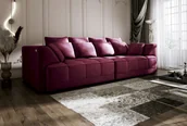 Sofy i kanapy - DOMO-HOME Duża sofa TIGA z elektrycznie rozkładanymi siedziskami 302x136cm| Stylowa i luksusowa Nowoczesny design do Twojego salonu Wygodna sofa rozkładana Kolor ciemnoczerwony CLOUD - miniaturka - grafika 1