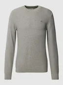 Swetry męskie - Sweter z dzianiny z wyhaftowanym logo - miniaturka - grafika 1