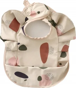 Śliniaczek dla Niemowlaka z Kieszonką i Falbankami BEŻOWY KSZTAŁTY - Śliniaki i fartuszki - miniaturka - grafika 1