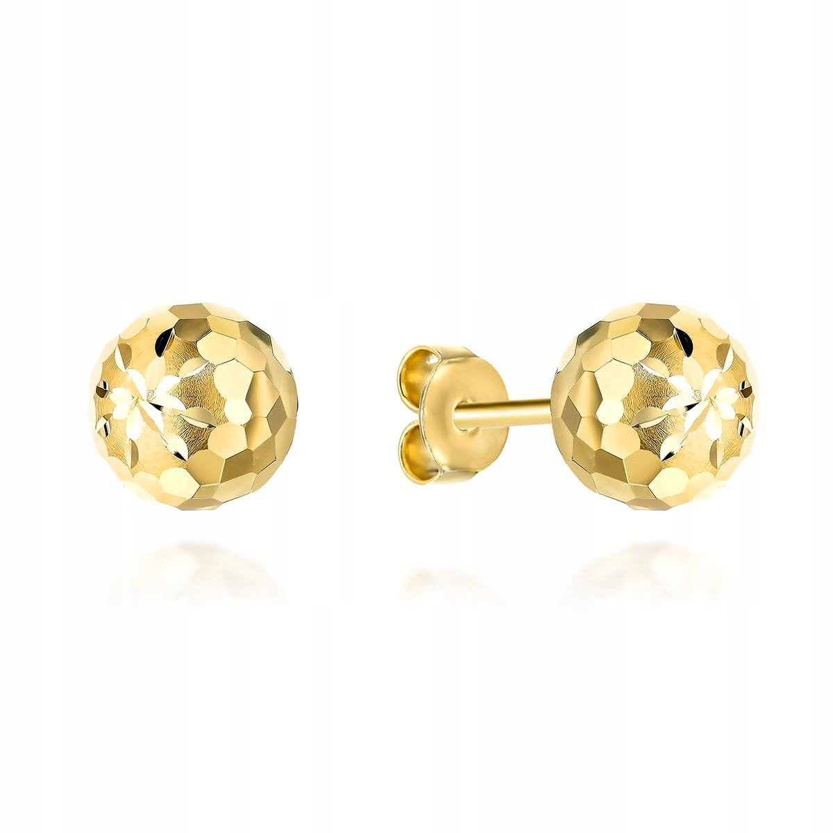 Kolczyki złote 585 Kulki Diamentowane Kuleczki 7mm 1.07g Błyszczące 14kt