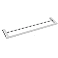 Wieszaki łazienkowe - BALNEO - podwójny reling na ręczniki stal nierdzewna srebrny CHROM - uchwyt na ręczniki 60 cm QARX nierdzewny - drążek łazienkowy - miniaturka - grafika 1