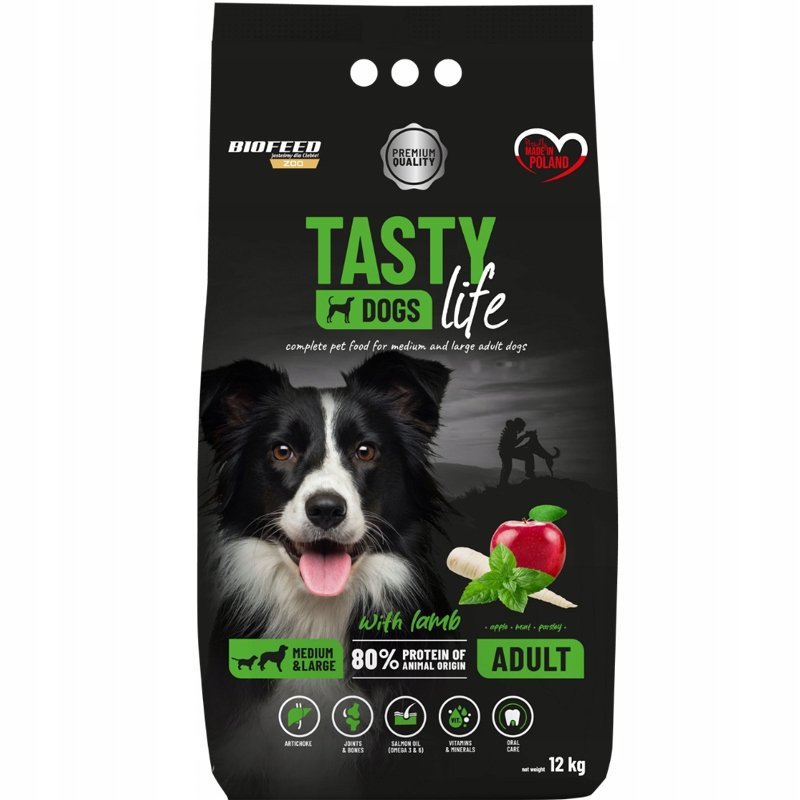 BIOFEED TASTY DOGS LIFE ADULT M&L WITH LAMB 12KG