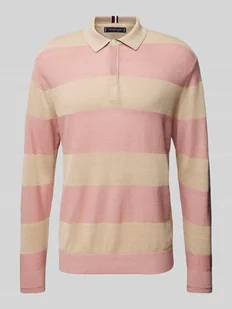 Sweter z dzianiny z lnu ze wzorem w blokowe pasy - Swetry męskie - miniaturka - grafika 1