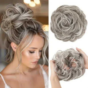 TEMU Luksusowy Szary na Włosy dla Kobiet - Super Gruby, Rozczochrany Scrunchie, Wysokotemperaturowe Włókno Syntetyczne, Elastyczne Przedłużanie - Pozostałe akcesoria fryzjerskie - miniaturka - grafika 1