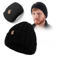 Czapki damskie - Brodrene Czapka Zimowa Męska Czarna Ciepła Klasyczna z Wywinięciem Modna - miniaturka - grafika 1