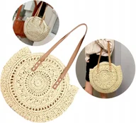 Torebki damskie - Klasyczna Torebka torba okrągła słomiana lato - miniaturka - grafika 1