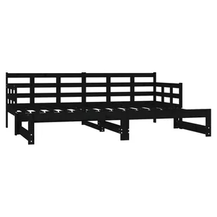 Lumarko Łóżko rozsuwane, czarne, lite drewno sosnowe, 2x(80x200) cm - Łóżka - miniaturka - grafika 9