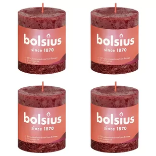 Bolsius Świece pieńkowe Shine, 4 szt., 80x68 mm, aksamitna czerwień - Świece - miniaturka - grafika 1