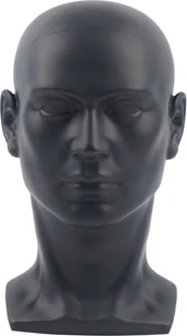 Męska głowa modela 50cm PVC wolnostojąca peruka głowa dekoracja głowa manekin głowa kapelusz stojak okulary peruki manekiny (czarny matowy) - Manekiny wystawowe - miniaturka - grafika 1