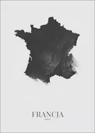 Plakaty - Francja mapa czarno biała - plakat Wymiar do wyboru: 30x40 cm - miniaturka - grafika 1