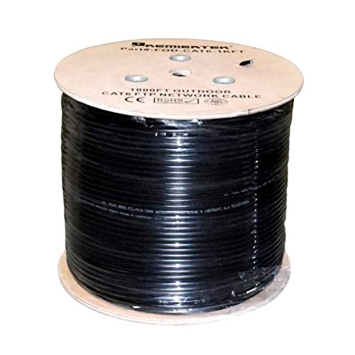 Premiertek Outdoor 1000' Cat6 23AWG CMX Cca 550 MHz tarcza FTP 4-pary Premium kabel sieciowy LAN, czarny (FOD-CAT6-1KFT)