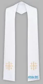 Szaty liturgiczne - Biała stuła haftowana - szeroka jednostronna - miniaturka - grafika 1