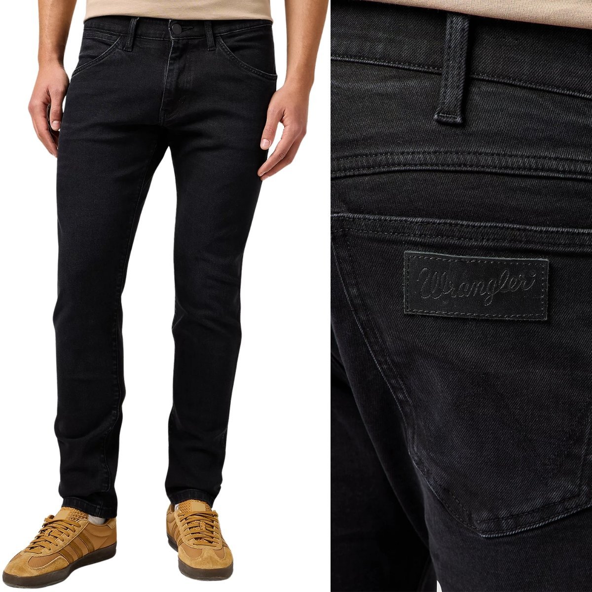 Wrangler BRYSON Noir FREE TO STRETCH czarne spodnie jeansowe rurki W31 L34