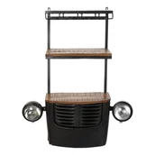 Pozostałe akcesoria barmańskie - Emaga Stojak na Butelki DKD Home Decor Samochód Drewno akacjowe Żelazo Ciemny szary (83 x 30 x 104 cm) - miniaturka - grafika 1