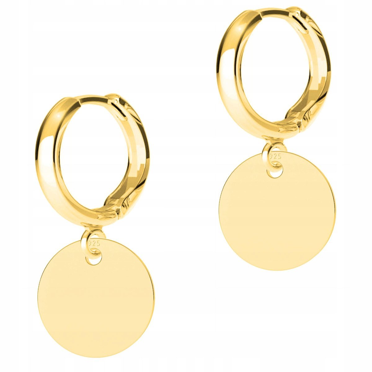 Złote Kolczyki Kółka Okrągłe Blaszki Wiszące Koła Blaszka SREBRO 925
