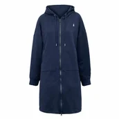 Bluzy damskie - Długa bluza rozpinana damska z kapturem tunika granatowa Captain Mike M - miniaturka - grafika 1