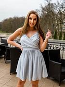 Sukienki - Sukienka srebrna brokatowa mini na ramiączkach rozkloszowana elegancka polska produkcja Lou - PERFE - miniaturka - grafika 1