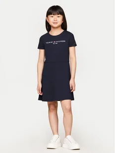 Tommy Hilfiger Sukienka codzienna KG0KG08023 Granatowy Regular Fit - Sukienki i spódniczki dla dziewczynek - miniaturka - grafika 1