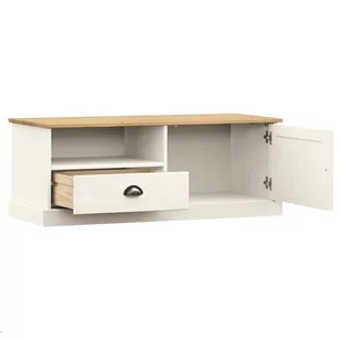 Szafka pod TV VIGO, biała, 106x40x40 cm, lite drewno sosnowe Lumarko! - Szafki RTV - miniaturka - grafika 4