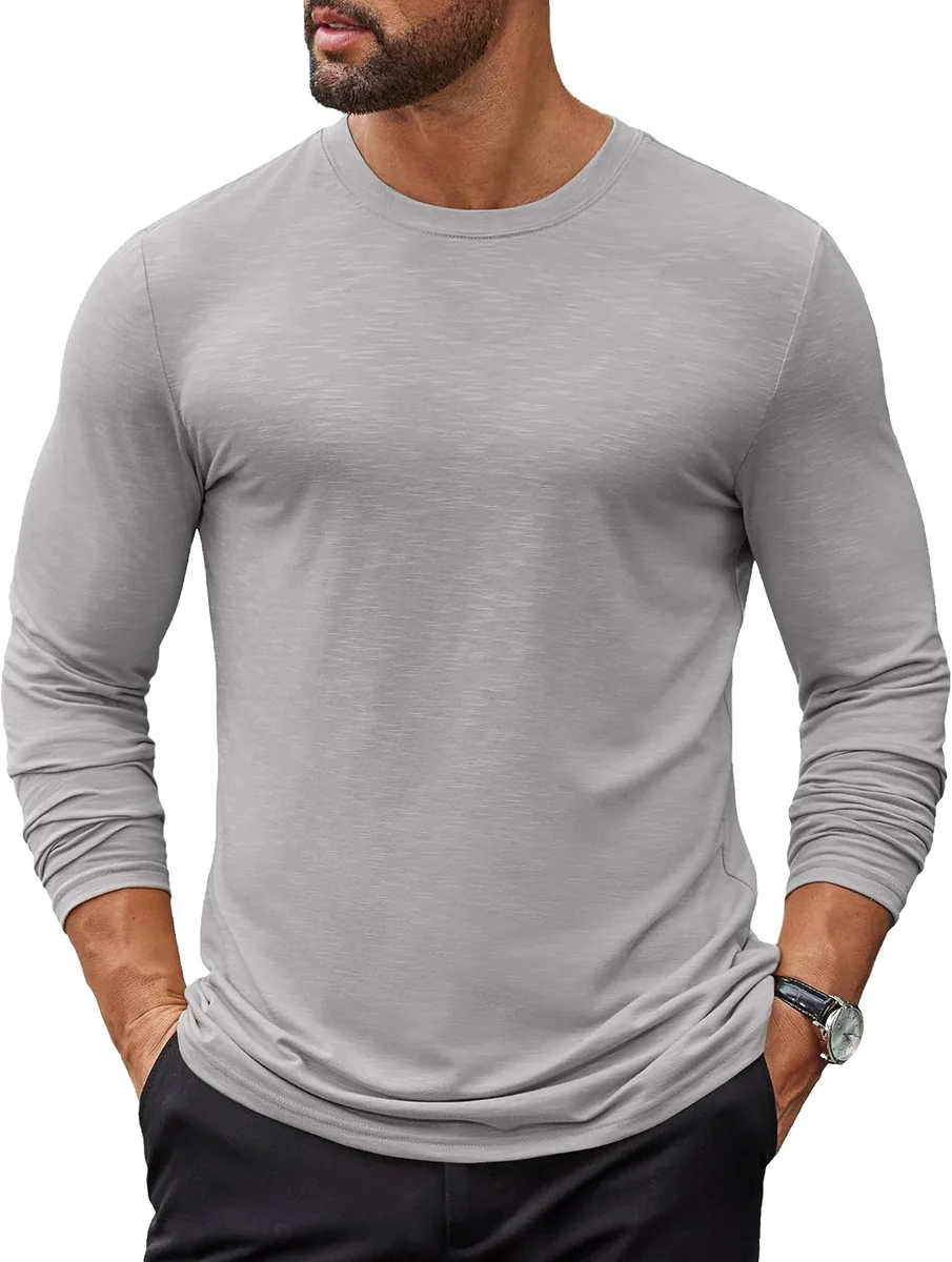 KOSZULKA MĘSKA Z GOLFEM DŁUGI RĘKAW PRĄŻKOWANA SLIM FIT