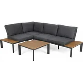 Sofy ogrodowe - Narożnik ogrodowy aluminiowy Nicea Dark Grey / Grey - miniaturka - grafika 1