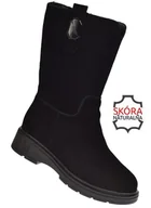 Kozaki damskie - Kozaki damskie skórzane wysokie ocieplane JK/B-3-219 czarne roz. 37 - miniaturka - grafika 1