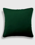 Poduszki dekoracyjne - Ciemnozielona velvetowa poduszka z lamówką 45x45 Essence butelkowa zieleń - miniaturka - grafika 1